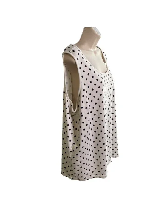 Lands End Womens Polka Dot White Sleeveless Scoop Neck Tank Top Plus Size 3X u - Picture 7 of 8